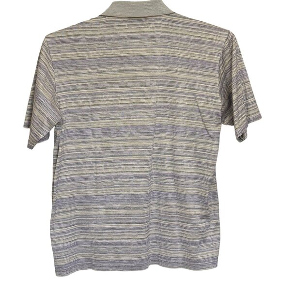 St. Croix Beige Gray Striped Polo Shirt 100% Cotton Vintage Mens Size Medium - Picture 2 of 8